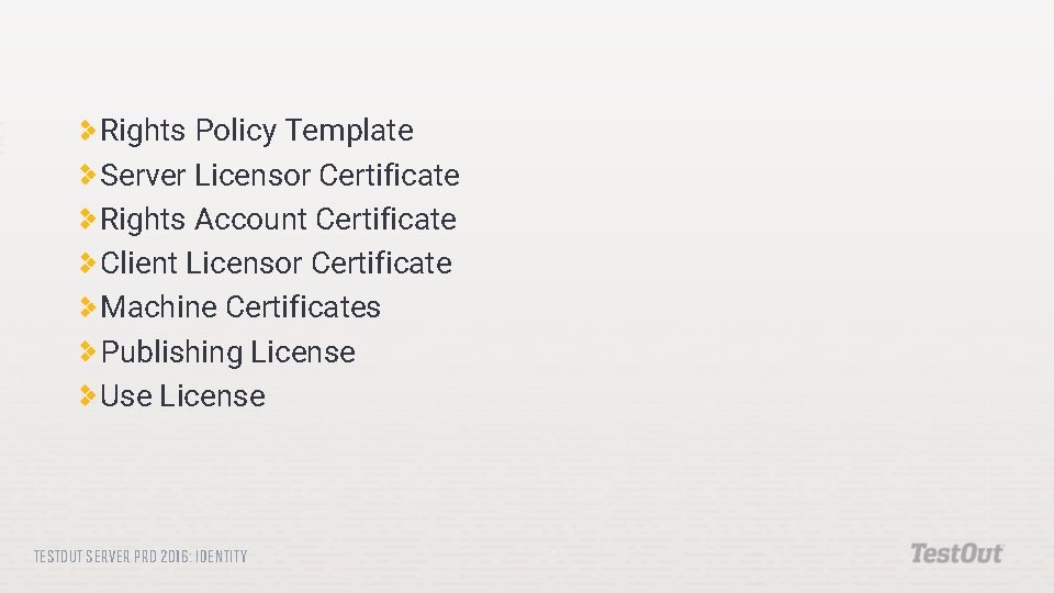 Rights Policy Template Server Licensor Certificate Rights Account Certificate Client Licensor Certificate Machine Certificates