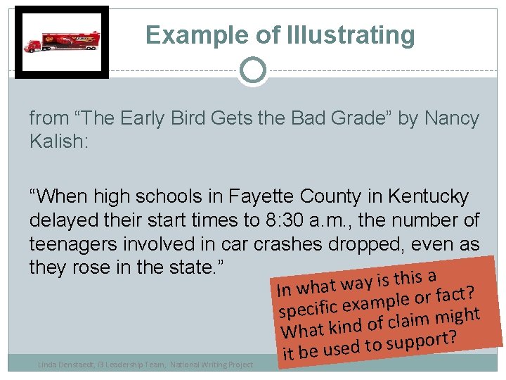 Example of Illustrating from “The Early Bird Gets the Bad Grade” by Nancy Kalish: Example of Illustrating from “The Early Bird Gets the Bad Grade” by Nancy Kalish: