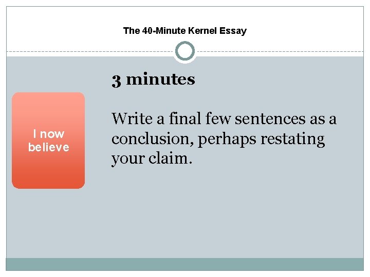 The 40 -Minute Kernel Essay 3 minutes I now believe Write a final few