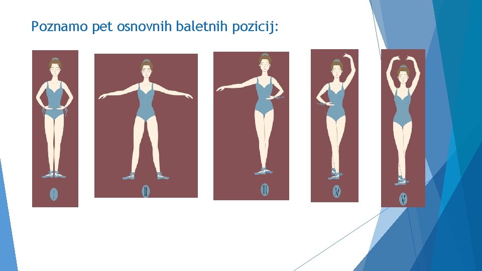 Poznamo pet osnovnih baletnih pozicij: 
