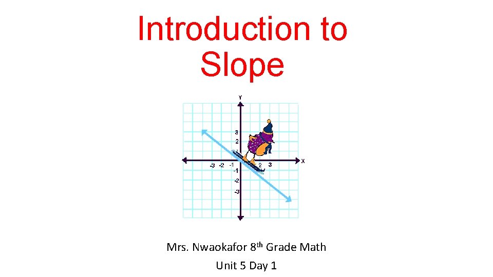 Introduction to Slope Mrs. Nwaokafor 8 th Grade Math Unit 5 Day 1 
