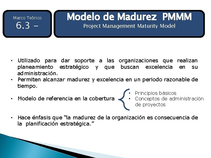 Marco Teórico 6. 3 - Modelo de Madurez PMMM Project Management Maturity Model •