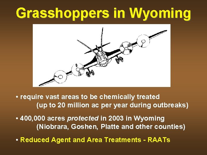 Grasshoppers in Wyoming • require vast areas to be chemically treated (up to 20