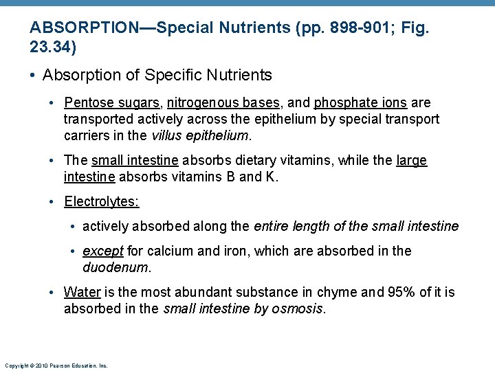ABSORPTION—Special Nutrients (pp. 898 -901; Fig. 23. 34) • Absorption of Specific Nutrients •