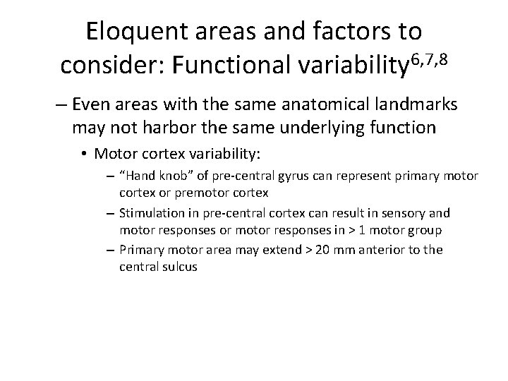 Eloquent areas and factors to consider: Functional variability 6, 7, 8 – Even areas