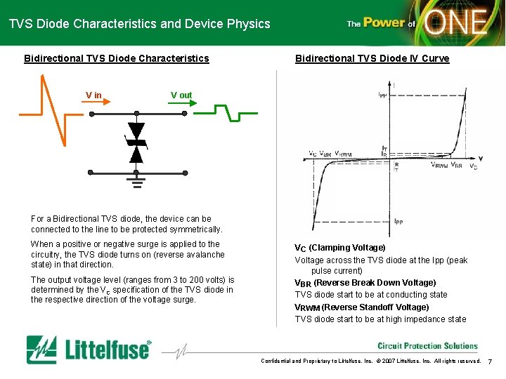 TVS Diode Characteristics and Device Physics Bidirectional TVS Diode Characteristics V in Bidirectional TVS