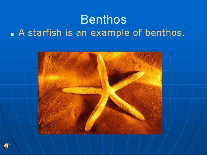 Benthos ■ A starfish is an example of benthos. 