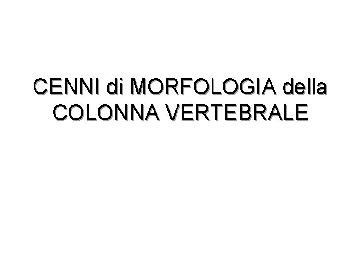 CENNI di MORFOLOGIA della COLONNA VERTEBRALE 