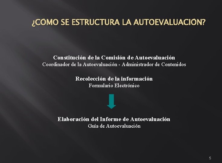 ¿CÓMO SE ESTRUCTURA LA AUTOEVALUACIÓN? Constitución de la Comisión de Autoevaluación Coordinador de la