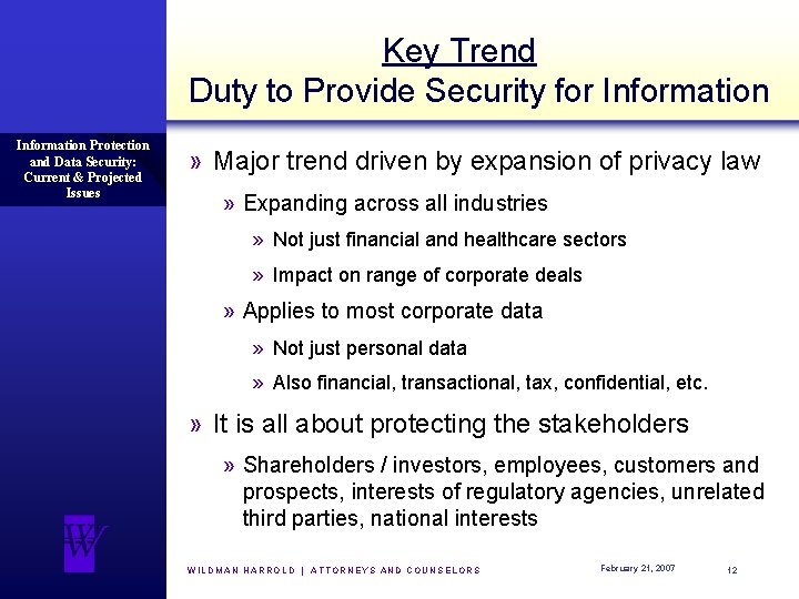 Key Trend Duty to Provide Security for Information Protection and Data Security: Current &