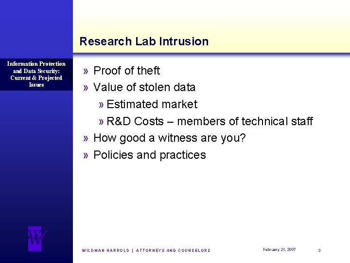 Research Lab Intrusion Information Protection and Data Security: Current & Projected Issues » Proof