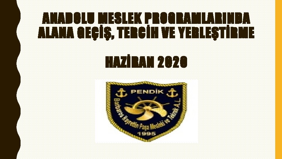 ANADOLU MESLEK PROGRAMLARINDA ALANA GEÇİŞ, TERCİH VE YERLEŞTİRME HAZİRAN 2020 