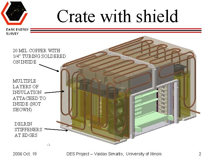 Crate with shield 20 MIL COPPER WITH 1/4” TUBING SOLDERED ON INSIDE MULTIPLE LAYERS