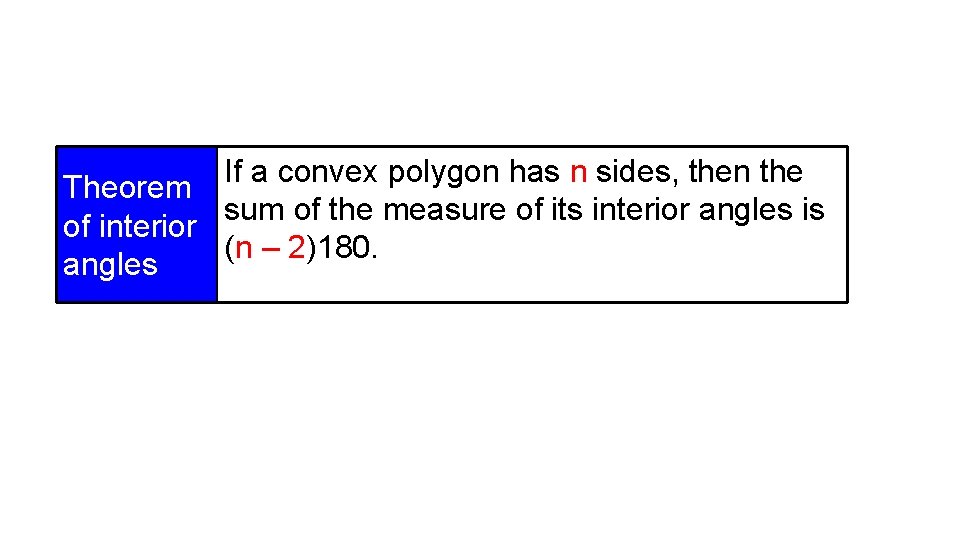 If a convex polygon has n sides, then the Theorem sum of the measure