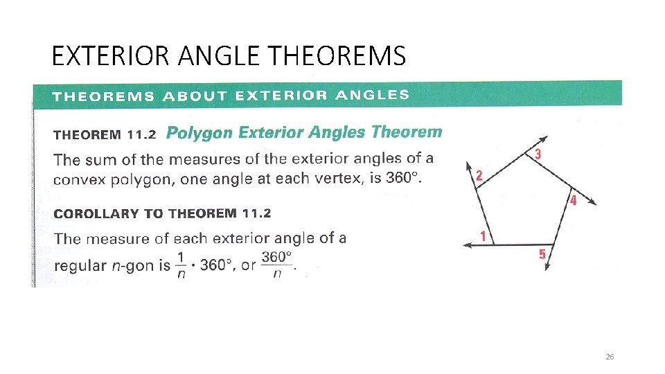 EXTERIOR ANGLE THEOREMS 26 