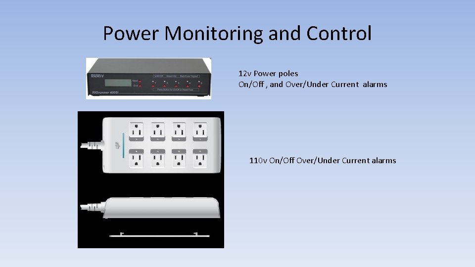 Power Monitoring and Control 12 v Power poles On/Off , and Over/Under Current alarms