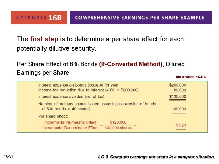 The first step is to determine a per share effect for each potentially dilutive