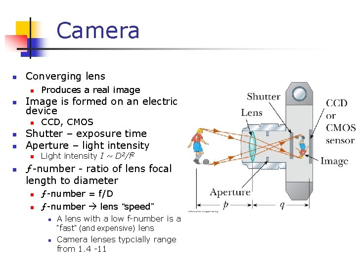 Camera n Converging lens n n Image is formed on an electric device n