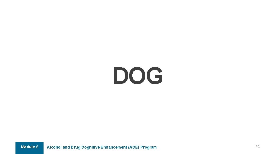 DOG Module 2 Alcohol and Drug Cognitive Enhancement (ACE) Program 41 DOG Module 2 Alcohol and Drug Cognitive Enhancement (ACE) Program 41