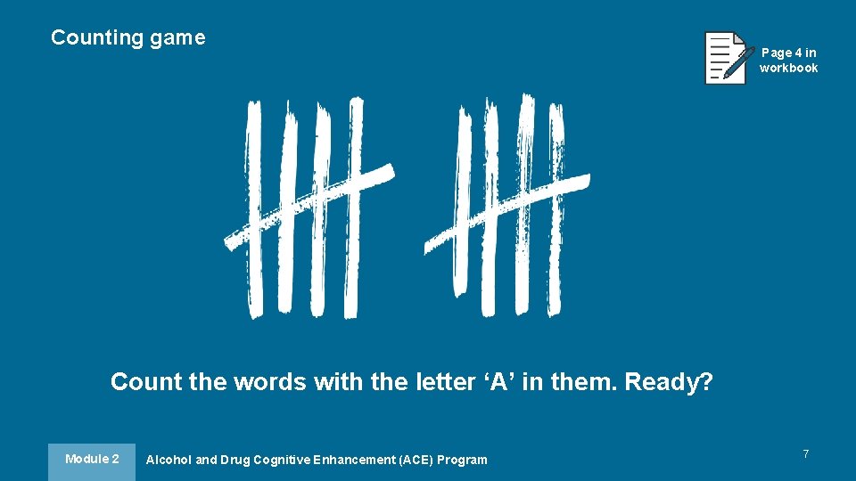Counting game Page 4 in workbook Count the words with the letter ‘A’ in Counting game Page 4 in workbook Count the words with the letter ‘A’ in