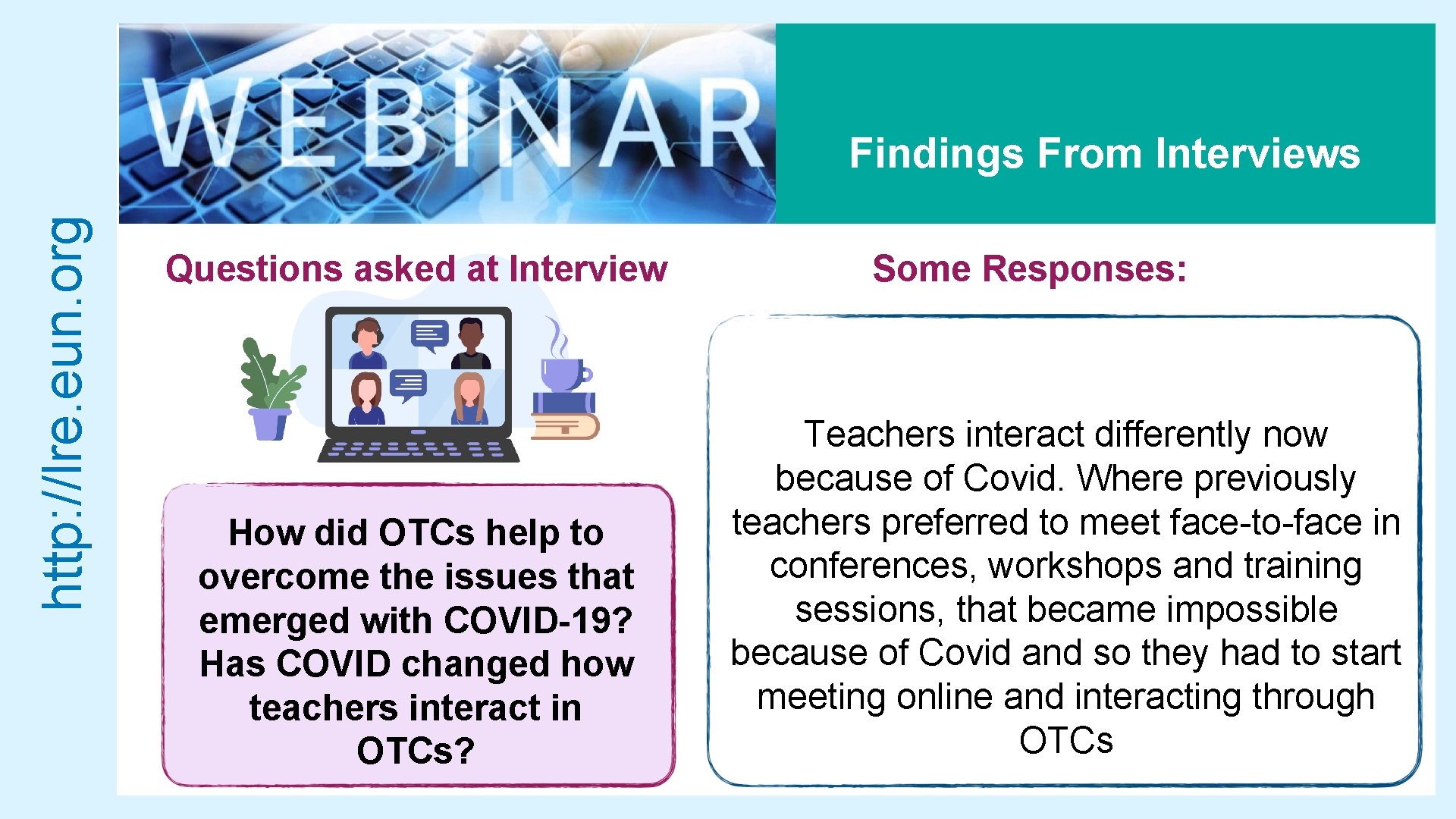 http: //lre. eun. org Findings From Interviews Questions asked at Interview How did OTCs