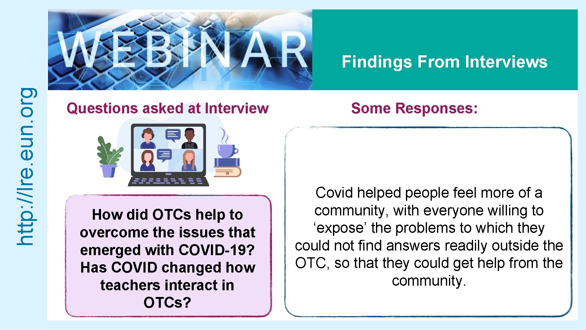 http: //lre. eun. org Findings From Interviews Questions asked at Interview How did OTCs