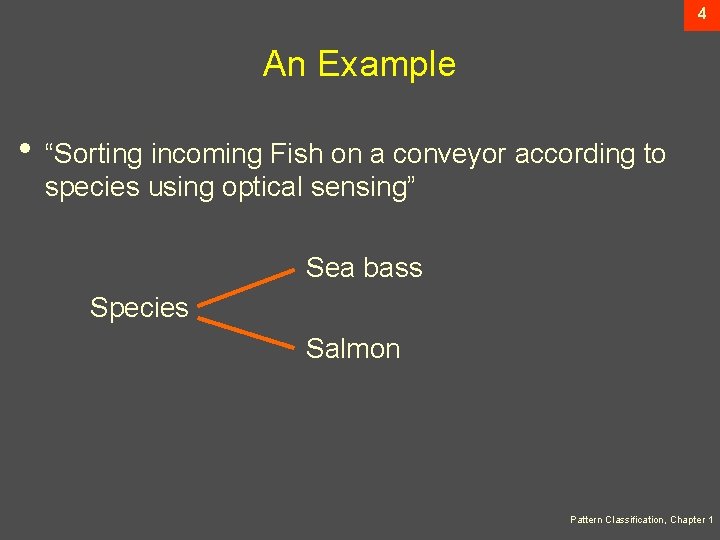 4 An Example • “Sorting incoming Fish on a conveyor according to species using