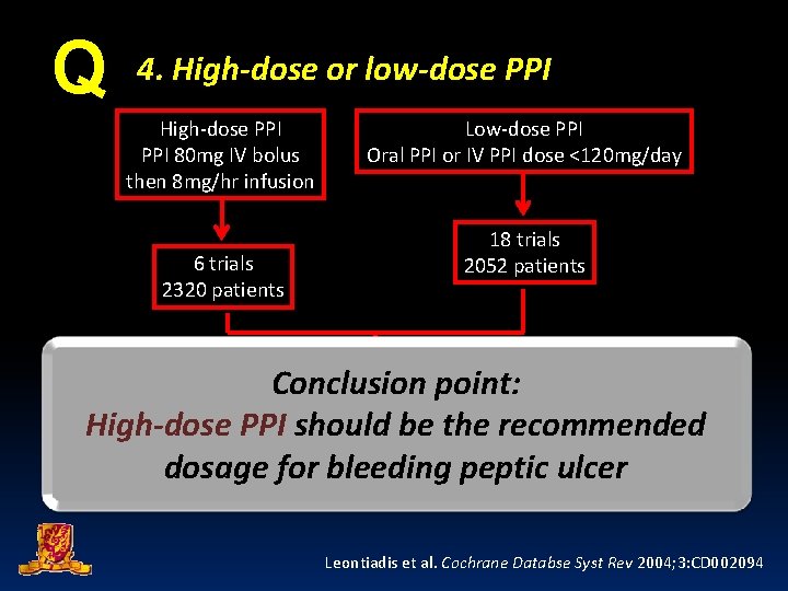Q 4. High-dose or low-dose PPI High-dose PPI 80 mg IV bolus then 8