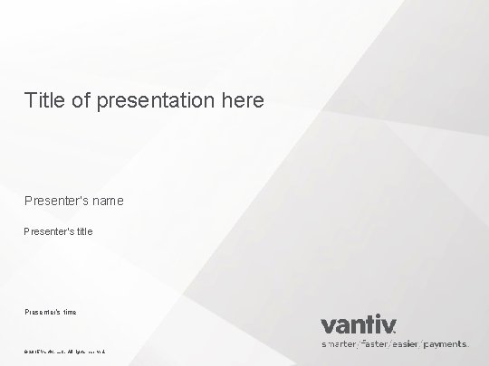 Title of presentation here Presenter’s name Presenter’s title Presenter’s time © 2015 Vantiv, LLC.