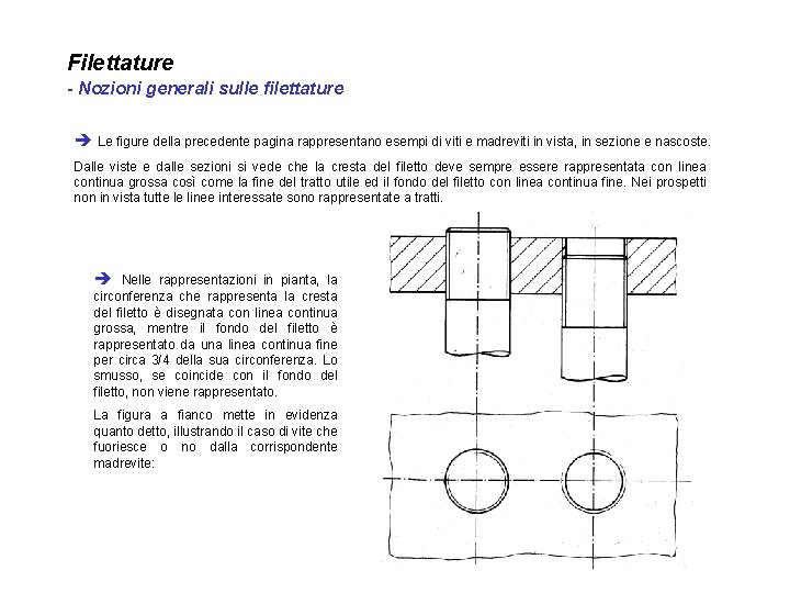 Filettature - Nozioni generali sulle filettature è Le figure della precedente pagina rappresentano esempi