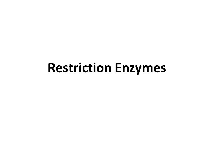 Restriction Enzymes 