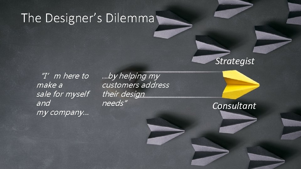 The Designer’s Dilemma Strategist “I’m here to make a sale for myself and my