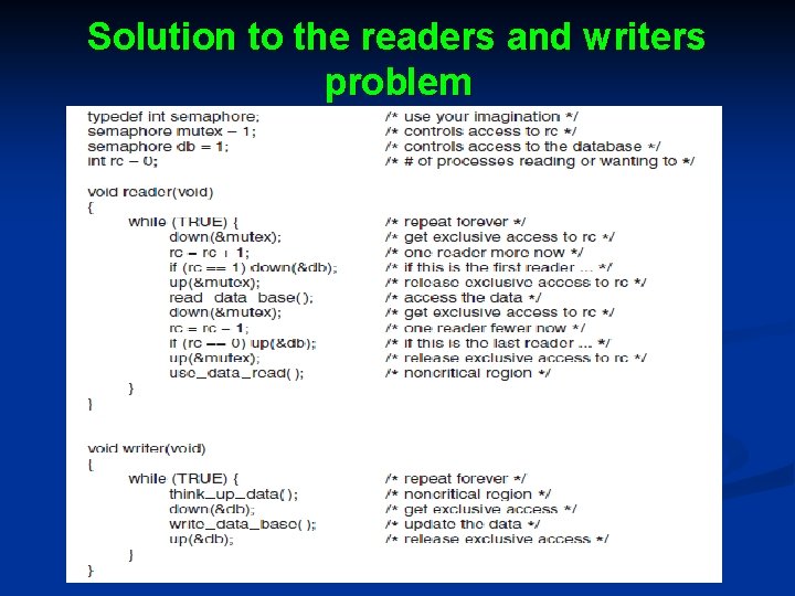 Solution to the readers and writers problem 