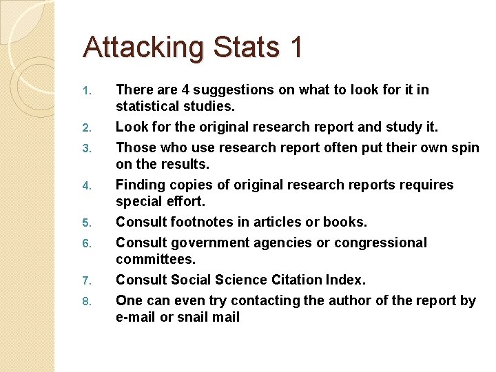 Attacking Stats 1 1. There are 4 suggestions on what to look for it