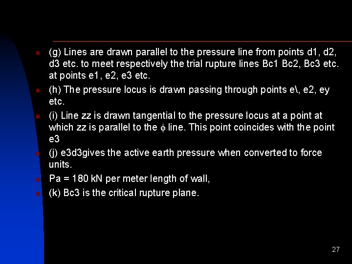 n n n (g) Lines are drawn parallel to the pressure line from points