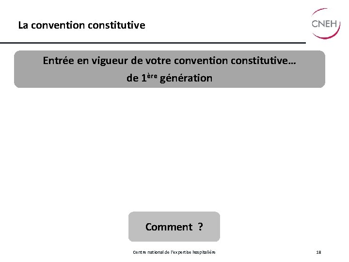 La convention constitutive Entrée en vigueur de votre convention constitutive… de 1ère génération Comment
