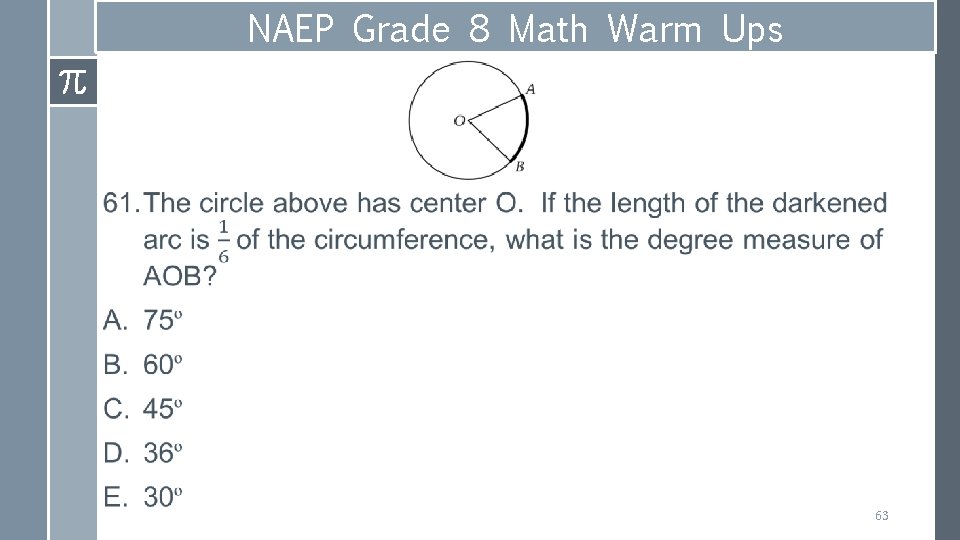 › NAEP Grade 8 Math Warm Ups 63 