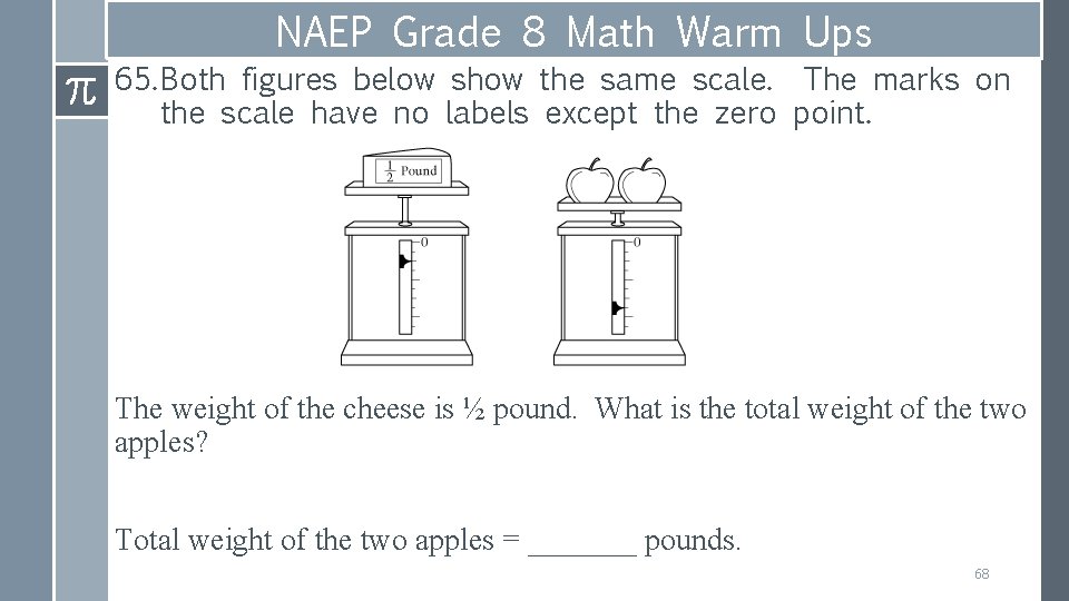 NAEP Grade 8 Math Warm Ups 65. Both figures below show the same scale.