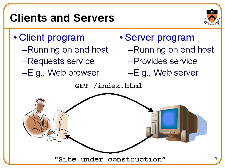 Clients and Servers • Client program – Running on end host – Requests service