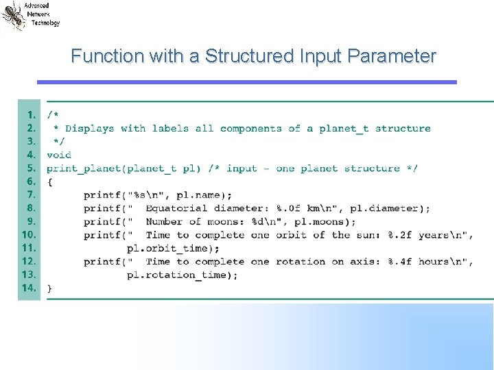 Function with a Structured Input Parameter 