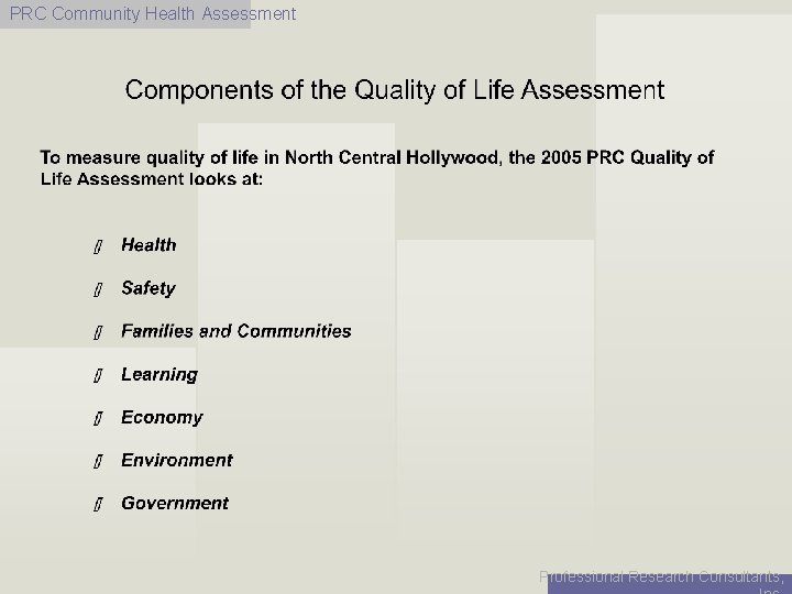 PRC Community Health Assessment Professional Research Consultants, 