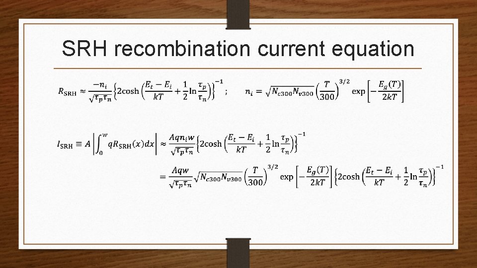 SRH recombination current equation 