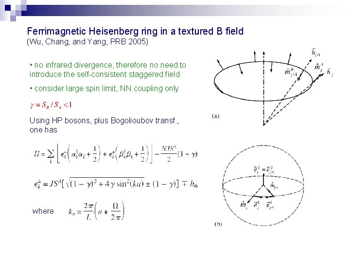 Ferrimagnetic Heisenberg ring in a textured B field (Wu, Chang, and Yang, PRB 2005)