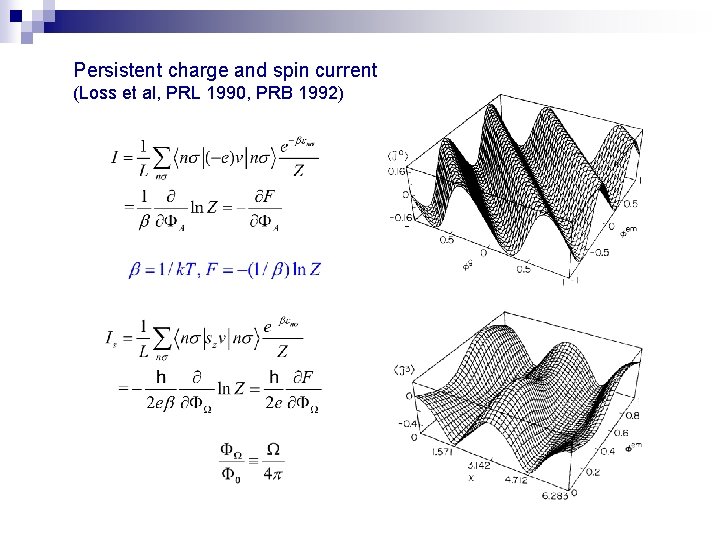 Persistent charge and spin current (Loss et al, PRL 1990, PRB 1992) 
