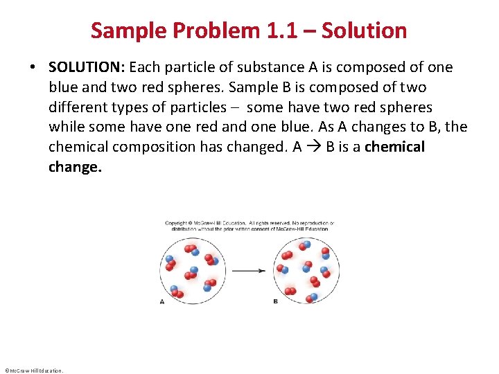 Sample Problem 1. 1 – Solution • SOLUTION: Each particle of substance A is