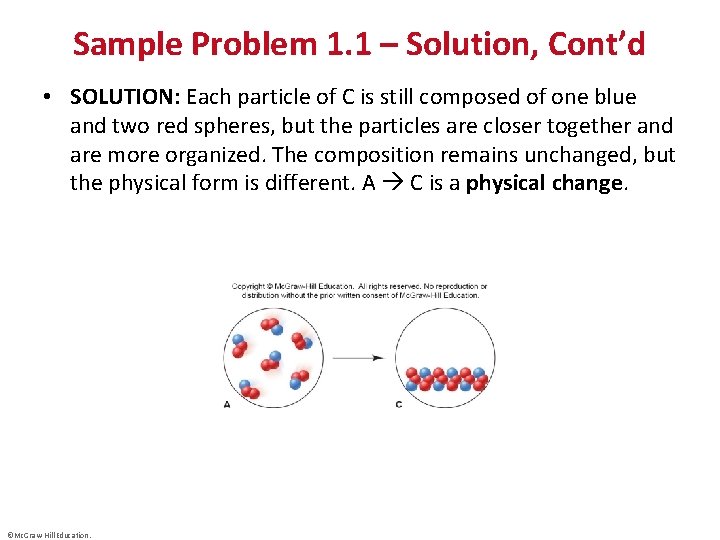 Sample Problem 1. 1 – Solution, Cont’d • SOLUTION: Each particle of C is