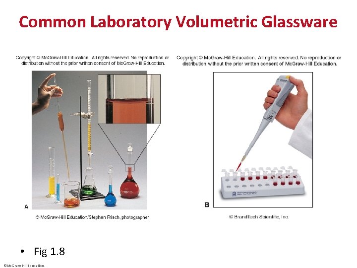 Common Laboratory Volumetric Glassware • Fig 1. 8 ©Mc. Graw-Hill Education. 