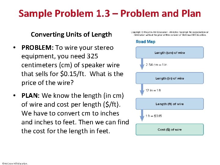 Sample Problem 1. 3 – Problem and Plan Converting Units of Length • PROBLEM: