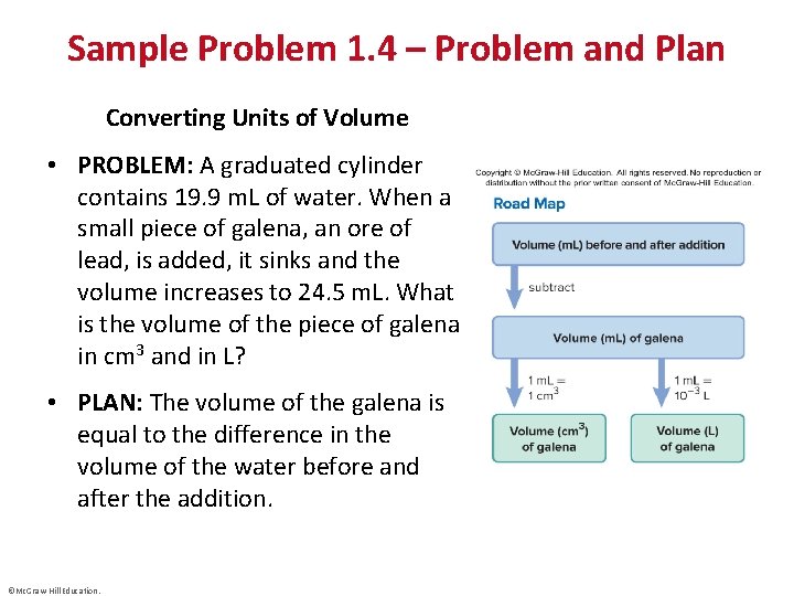 Sample Problem 1. 4 – Problem and Plan Converting Units of Volume • PROBLEM: