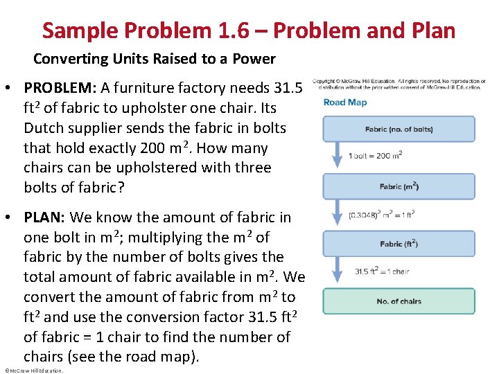 Sample Problem 1. 6 – Problem and Plan Converting Units Raised to a Power